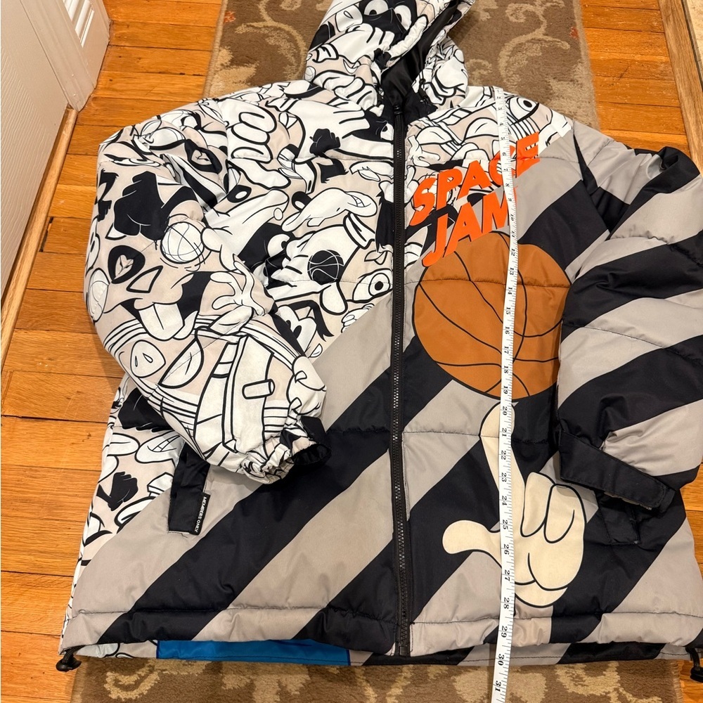Members Only Space Jam Puffer Jacket - Black, White, and Orange - Picture 8 of 10
